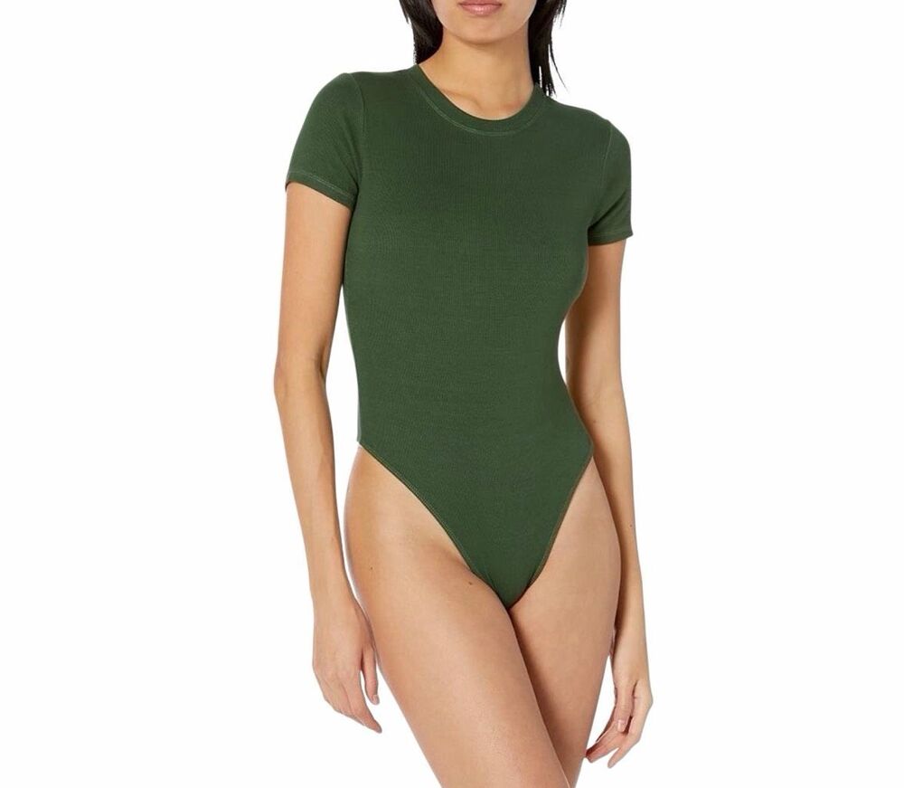 Velvet by Graham & Spencer Crew Neck Short Sleeve Green Bodysuit XS NWT